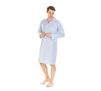 Haigman Chemise de nuit à manches longues 100 % popeline de coton pour homme Tailles M, L, XL, XXL, Rayure claire, XXL