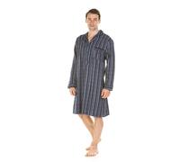 Haigman Chemise de nuit à manches longues pour homme 100 % coton brossé Tailles M, L, XL, XXL, rayures bleues, M