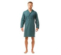 Haigman Chemise de nuit boutonnée sur le devant en polycoton léger pour homme Taille M à 2XL (M, bleu sarcelle), bleu / vert