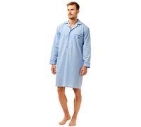 Haigman Chemise de nuit légère boutonnée sur le devant pour homme en polycoton Taille M à XXL, bleu pâle, M