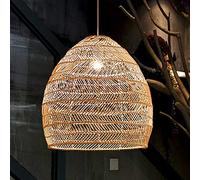HAIIQU Abat-Jour De Cuisine en Rotin Tissé Lampe Suspendue Tissée en Osier Faite À La Main Lampe Luminaire Suspendu Décor Plafonnier Style Rustique pour La Chambre À Coucher du Foyer L'îlot Cuisine