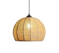 HAIIQU Abat-Jour Suspendu Tissé Style Café Lustre Boule Rond Rétro Suspension Cage en Ficelle De Style Nordique Plafonniers Rétro pour Salon, Salle À Manger, Chambre À Coucher