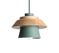 HAIIQU Éclairage Suspendu Créatif De Style Danois Suspension LED Ronde Verte Lumières Suspendues en Bois en Forme De Tour D'intérieur Ferme Près des Plafonniers pour Cuisine, Salon Chambre