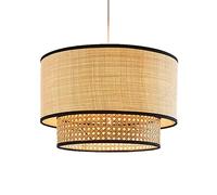 HAIIQU Lustre en Osier De Lampe Suspendue en Forme De Cylindre en Rotin Suspension De Salle D'étude De Style Japonais Intérieur De Lustre De Montage De Plafonnier en Lin pour Bar À Café De Restaurant