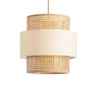 HAIIQU Plafonnier Suspendu en Tissu Blanc, Lustre D'intérieur De Style Américain, Abat-Jour en Rotin Complexe, Suspension pour Restaurant, Café, Salon De Thé, Décoration Intérieure, E27