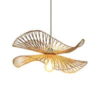 HAIIQU Suspension De Plafond Tissée Créative Luminaire Suspendu en Bambou Suspension en Osier Naturel À Double Couche Lumière De Style D'Asie du Sud-Est pour Le Salon De Ferme De Salle À Manger