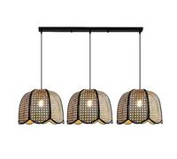 HAIIQU Suspension en Rotin en Forme De Bouton De Fleur, 1 Lampe Lustres Et Plafonniers Tissés À La Main Suspension Unique De Style Français Suspension Exquise À 3 Lampes avec Cordon sans