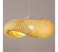 HAIIQU Suspension Tissée Côtière Grand Lustre en Rotin Et Bambou Abat-Jour Suspendu Moderne en Osier Naturel Luminaire Décoratif pour Maison, Restaurant, Café, Salon De Thé, Couleur Beige