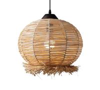 HAIIQU Suspension Tissée en Vigne d'herbe Luminaires Ronds Tissés À La Main Plafonnier De Couloir De Chambre Abat-Jour Bohème Moderne À 1 Lumière Plafonnier Suspendu Réglable De Style Café