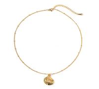 Haiki Collier élégant en acier inoxydable avec pendentif en forme d'étoile de mer et coquillages pour les vacances à la plage, bijoux décontractés au quotidien
