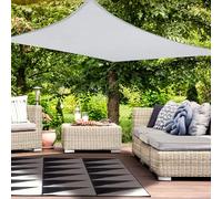HAIKUS Voile d'ombrage Imperméable Carré 4x4m, Toile Ombrage PES Résistant à l'eau, Filet dombrage 4m Résistant 98% Protection Rayons UV pour Patio Jardin Terrasse Camping Extérieur, Gris Clair 4x4