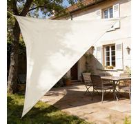 HAIKUS Voile d'ombrage Imperméable Triangulaire 5x5x5m, Toile Ombrage PES Résistant à l'eau, Filet dombrage Triangle 5m Résistant 98% Protection Rayons UV pour Patio Jardin Extérieur, Crème 5x5x5