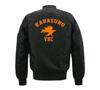 Haiky-uu!! Blouson Aviateur Fermeture Éclair, Veste Bomber en Molleton Col Montant, Jacket Classique pour L'automne et L'hiver, Épaissir(Black,S)