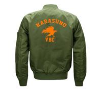 Haiky-uu!! Blouson Aviateur Fermeture Éclair, Veste Bomber en Molleton Col Montant, Jacket Classique pour L'automne et L'hiver, Épais(Green,S)