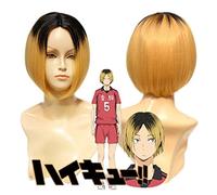 Haikyuu Anime de haute qualité !! Kenma Kozume Cosplay perruque courte noir jaune dégradé Costume jouer perruques Halloween Costumes cheveux