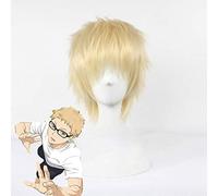 Haikyuu !! Kei Tsukishima courte perruque blonde claire Costume de Cosplay cheveux résistants à la chaleur Peruca Anime fête perruques KUZZ3563