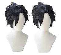 Haikyuu!! Kuroo Tetsurou Cosplay Cheveux synthétiques courts résistants à la chaleur Noir + Bonnet de perruque Halloween Party