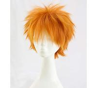 Haikyuu !! Volley-ball Shoyo Hinata Syouyou court doré Orange Curl cheveux résistant à la chaleur Cosplay Costume perruque + casquette de perruque gratuite taille unique comme l'image