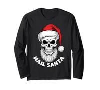 Hail Santa Païen Happy Solstice Hate Christmas Skull Manche Longue