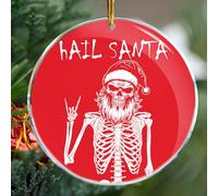 Hail Santa Rock Heavy Metal - Décorations de Noël - Décorations de Noël - Impression recto-verso en acrylique de 9,1 cm - Cadeaux coquins - Cadeaux coquins - Cadeaux d'éléphant blanc - Cadeaux de Noël