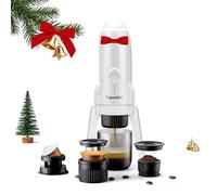 HAILASRE 3 en 1 machine à café portable électrique de voyage pour capsule NS et café moulu et Pod DG, chargeur USB de type C et de voiture, cafetière à 19 bars avec chauffage automatique （blanc