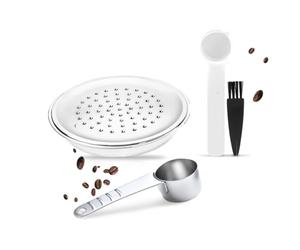 HAILASRE Capsule à café réutilisable compatible avec Philips Senseo | Capsules inox rechargeables pour Senseo HD7801/HD6592/HD7865/60/HD6563/60/HD6554/68,set avec cuillère et brosse