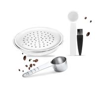 HAILASRE Capsule de Café Rechargeable Compatible avec Philips Senseo, Dosette de Café Réutilisable en Acier Inoxydable pour Senseo HD7801 HD6592 HD7865/60 HD6563/60 HD6554/68, avec Cuillère et Brosse