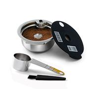 HAILASRE Capsule de café réutilisable compatible avec le Bosch Tassimo machine à café, Dosette Réutilisable en Acier Inoxydable pour Expresso avec Cuillère & Brosse (200ml)