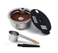 HAILASRE Capsule de café réutilisables compatible avec le Bosch Tassimo machine à café, Dosette Réutilisable en Acier Inoxydable pour Expresso avec Cuillère & Brosse（60ml）