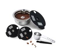 HAILASRE Capsules de café réutilisables compatibles avec Bosch Tassimo | Filtres métalliques en acier inoxydable 304, dosette de café réutilisable 60 ml + couvercle supplémentaire - 180 + bouchon en