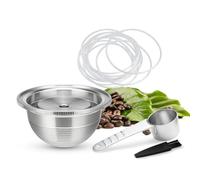 HAILASRE Dosettes de café réutilisables en acier inoxydable pour Nespresso Vertuoline GCA1 et ENV135 - Filtre à capsules de café expresso - Taille 150 ml (1 capsule avec 15 anneaux en silicone)