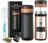 HAILASRE Portable Français Presse Cafetière 12 oz Cafetière Français de voyage Tasse à café isolée en acier inoxydable idéale pour le camping et les voyages