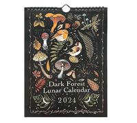 Hailerio Dark Calendrier Lunaire 2024, Suspendre Mur avec 12 Illustrations Originales 21x29,8cm, pour Noël, Anniversaire, Bureau