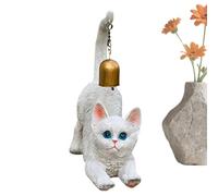 Hailerio Statuette de Chat en Étirement | Figurine Décorative en Résine de Chat avec Clochette | Figurine Animale Mignonne Décorative Et Collectionnable | pour Jardin Cour Entrée Bureau Salon Balcon