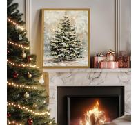Hailerio Tableaux De Noël,Tableau Mural Sur Toile Lumineux Avec Arbre De Neige | Affiche Encadrée de Noël | Pour La Chambre, L'Entrée, La Maison, L'Escalier, Le Couloir, La Fête Et La