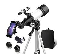 HAILM Télescope pour Astronomie, 400Mm Longueur Focale 70Mm Ouverture,Portable Et Puissant, Facile À Monter Et À Utiliser, pour Les Enfants Débutants Adultes, Le Cadeau Noël Parfait,Blanc