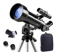 HAILM Télescope pour Astronomie, 400Mm Longueur Focale 70Mm Ouverture,Portable Et Puissant, Facile À Monter Et À Utiliser, pour Les Enfants Débutants Adultes, Le Cadeau Noël Parfait,Noir