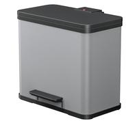 Hailo 0630-220 Poubelle à Pédale, Acier Inoxydable, Gris, 44.5 x 47.5 x 34.5 cm
