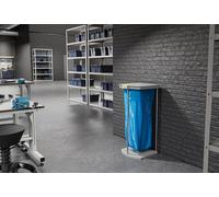 Hailo 0912-110 ProfiLine Support pour sacs poubelle XXXL - 120 L, gris, châssis brut en aluminium avec couvercle rabattable