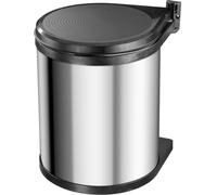 Hailo Compact-Box M 3555-101 Poubelle 15 l acier inoxydable (Ø x H) 285 mm x 355 mm argent, noir 1 pc(s)