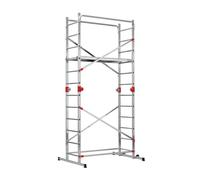 Hailo Échafaudage multifonction en aluminium G60 - 2 x 12 échelons - Charge maximale : 150 kg/m² - Plateforme avec trappe de passage - Échafaudage mobile en aluminium - Utilisable comme échelle