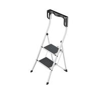 Hailo K75 ComfortLine Escabeau pliable à 2 niveaux en acier avec support de sécurité et plateau d'appui Hauteur de travail jusqu'à 2,47 m Poids 5 kg Blanc, 4342-300
