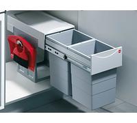 Hailo Poubelle de cuisine tri sélectif 2 bacs encastrable 30L (15+15) Tandem + Balayette