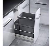 Hailo Poubelle encastrable 2 bacs pour meuble coulissant 45L (38+7) Euro Cargo
