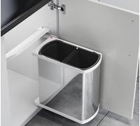 Poubelle de cuisine encastrable sous évier 2 bacs 16L AS Duo