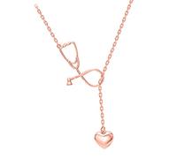 Hailong Ming Collier Stéthoscope - Bijou D'infirmière - Pendentif Stéthoscope de Médecin - Collier pour La Journée des Infirmières, La Fête des Mères Ou Une Re, Or Rose