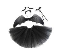 Hailong Ming Ensemble de Costume de Chauve-souris pour Halloween avec, Combinaison, Vêtements, Tenue, Bandeau, Jupe Tutu, Chauve-souris pour Femmes et Fil, Chauve-souris à longues ailes