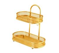 Hailong Ming Étagère à Cosmétiques Autoportante, Organisateur de Maquillage, Organisateur de Soins de La Peau à 2 Niveaux, étagère de Comptoir de Salle de Bain, or