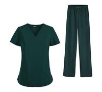 Hailong Ming Uniforme D'infirmière, Tenue de Travail, Manches Courtes, Polyester, Pratique et Confortable pour Les Soignantes, Les Soins Aux Animaux, Le, Vert, XXL