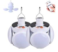 Hailoyearn Solar Light, 2 in 1 Folding Solar Lamp,Fold LED Lantern with Hook, Versatile Camping Hanging Tent Light with Remote Control and USB Charging, 5 Brightness Modes (2 pcs)